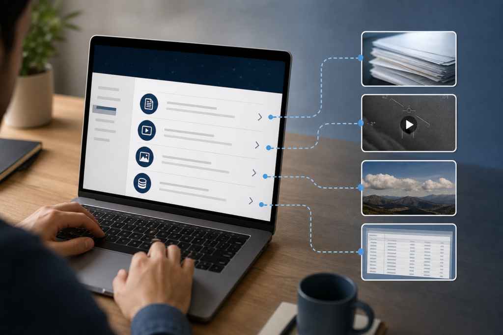 Editorial flow graphic connecting AARO’s UAP Records page with National Archives records, laboratory assessments, declassification information and observation-analysis papers.