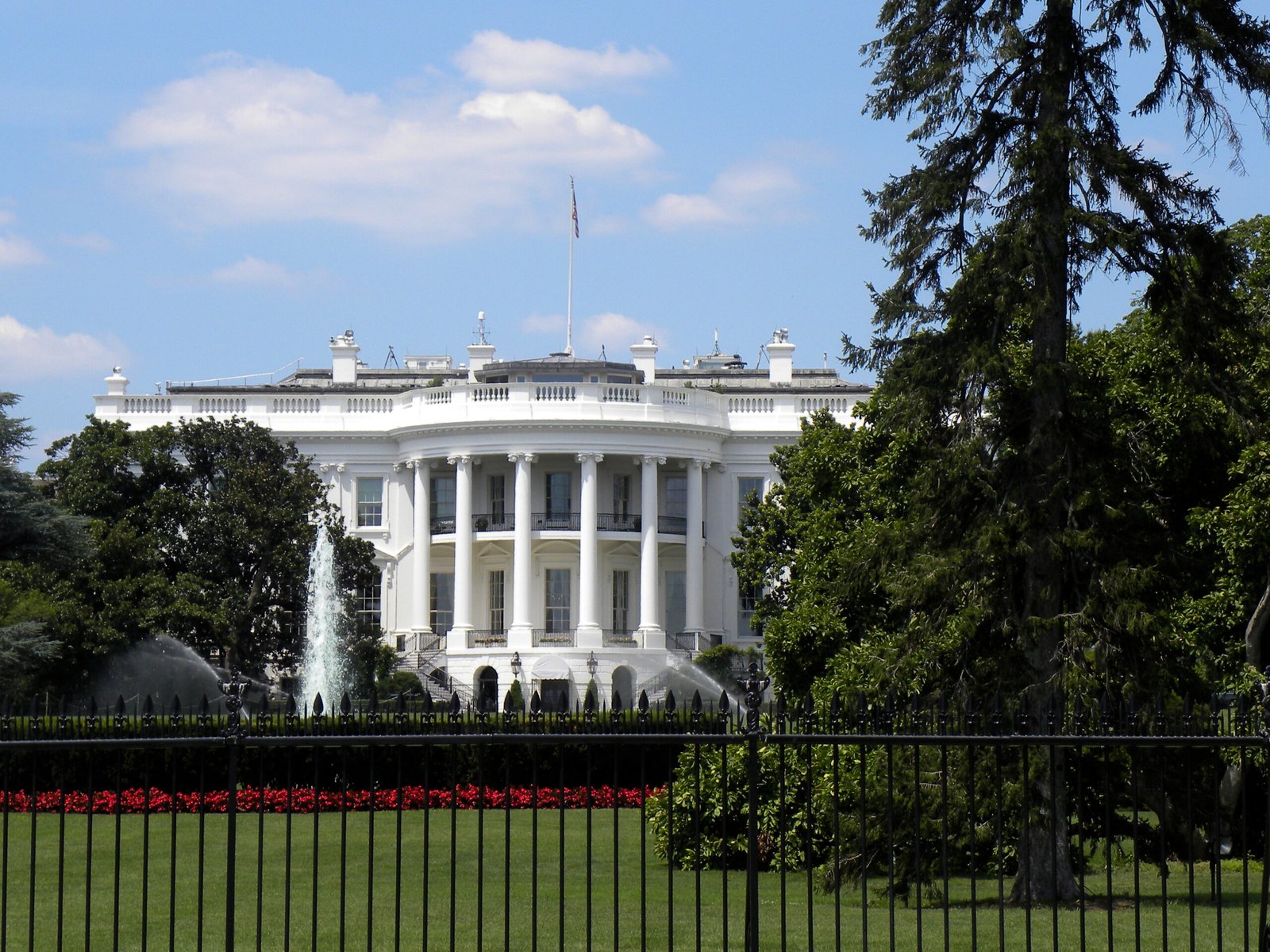 The White House viewed through its front gate in Washington, DC.