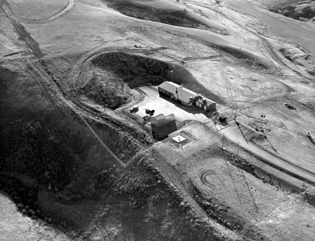 Historical aerial photograph of a Minuteman launch-control facility at Malmstrom Air Force Base.
