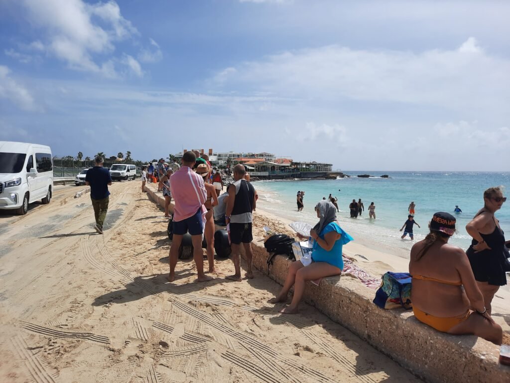 Maho Beach on the Caribbean island of Saint Martin.
